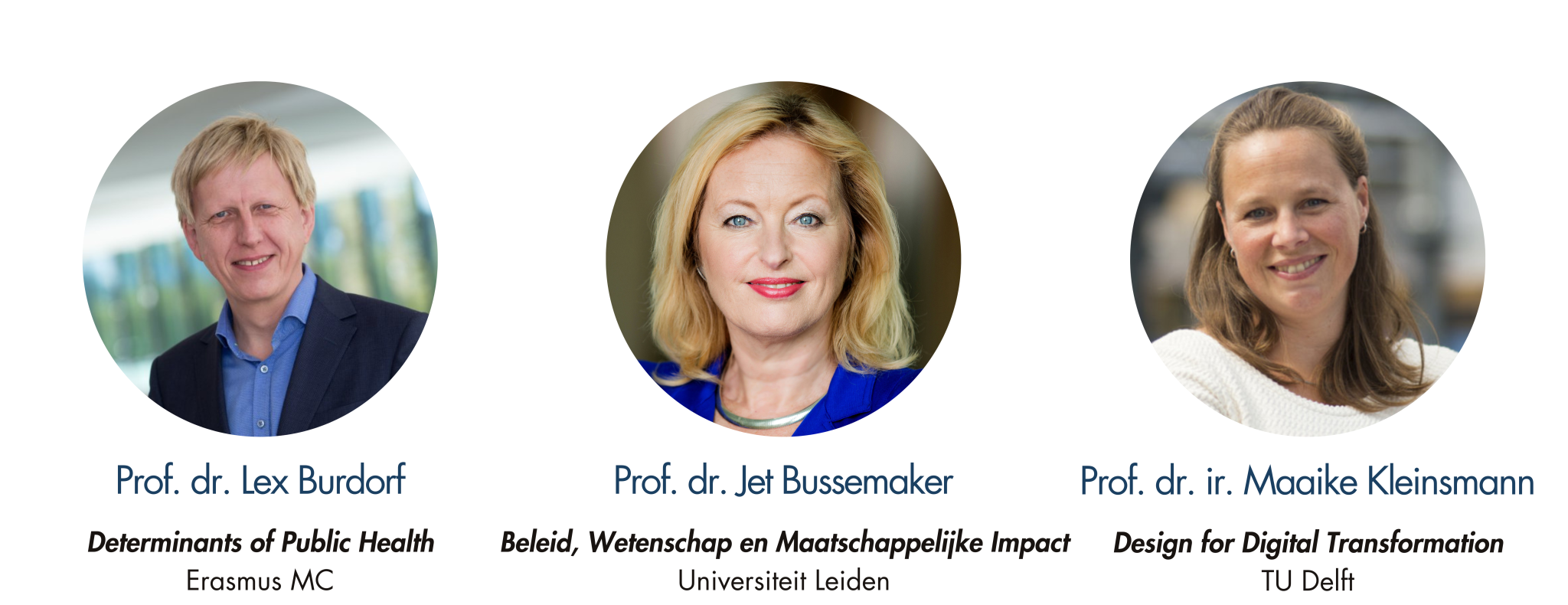 Prof.dr. Lex Burdorf, Prof.dr. Jet Bussemaker, Prof.dr.ir. Maaike Kleinsmann